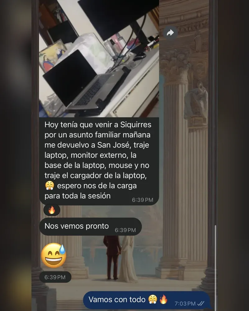 Mensaje de un estudiante por WhatsApp