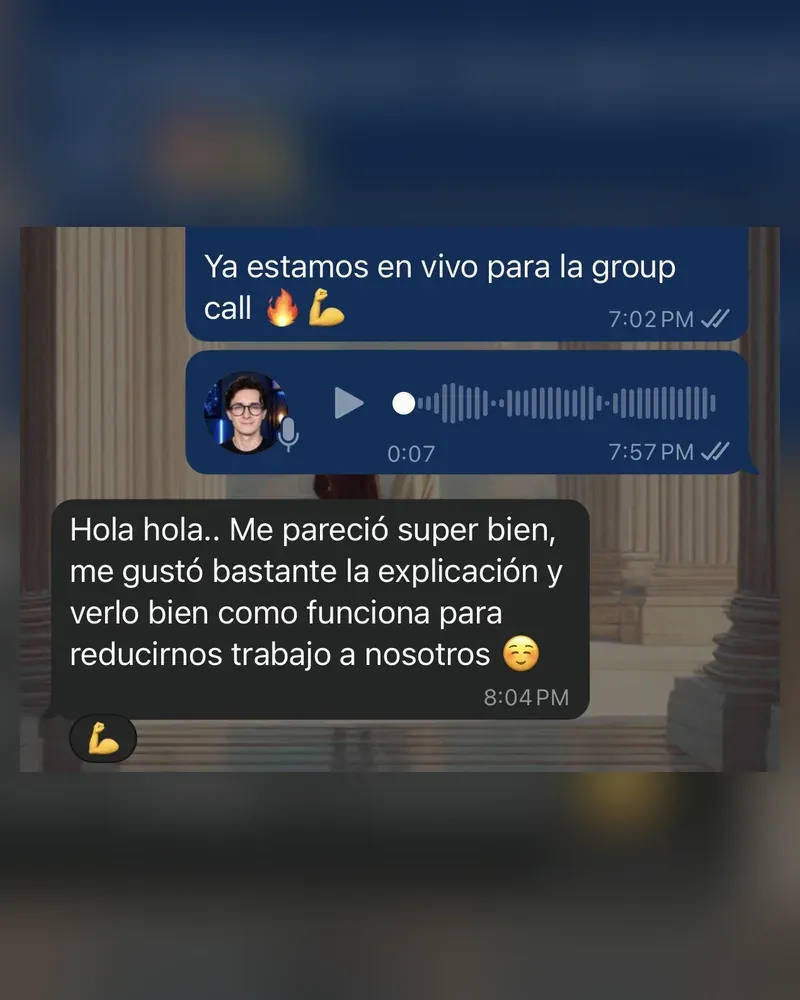 Mensaje de un estudiante por WhatsApp