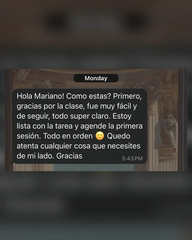 Mensaje de un estudiante por WhatsApp