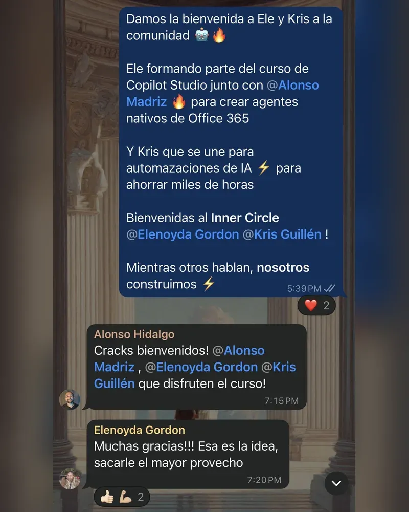Mensaje de un estudiante por WhatsApp