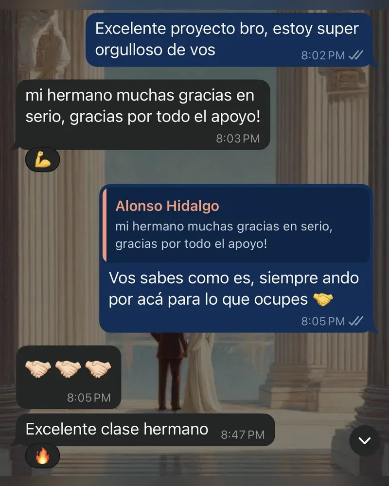 Mensaje de un estudiante por WhatsApp